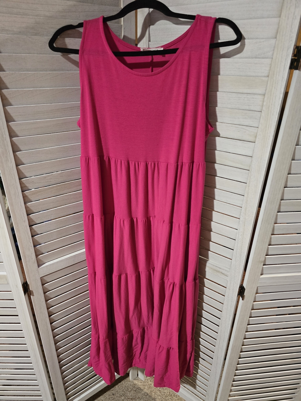 Zenana Outfitters Sleeveless Tiered Maxi Dress - Hot Pink